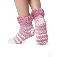 Heat Holders Womens Fluffy Cuff Grip Sole Slipper Socks