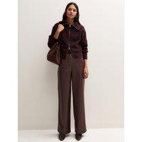 New Look Womens Faux Leather Wide Leg Trousers - Brown