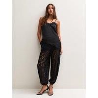 New Look Womens Stretch Lined Lace Cuffed Trousers - Black