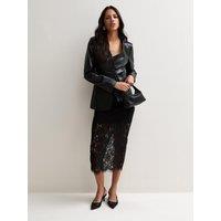New Look Black Lace Midi Pencil Skirt With Cotton