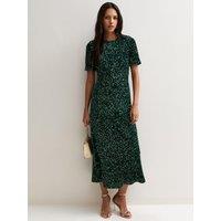 New Look Womens Sequin Embellished Midi Dress - Dark Green