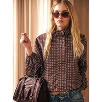 New Look Womens Check Funnel Neck Zip Through Jacket - Brown