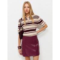 New Look Burgundy Faux Leather Mini Skirt - Red