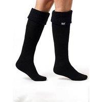 Heat Holders Womens Turn-Over Cuff Brushed Inner Tog 2.34 Wellie Socks - Black