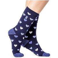 Heat Holders Womens Lite Thermal Crew Socks - Navy Heart