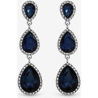 Mood Rhodium Plated And Sapphire Peardrop Earrings