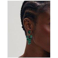 Mood Gold Plated And Emerald Leaf Statement Earrings