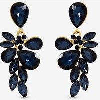 Mood Gold Plated And Sapphire Leaf Statement Earrings