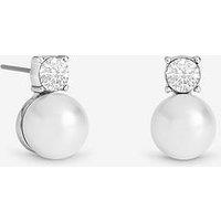 Mood Silver Plated Crystal And Pearl Earrings