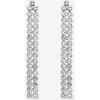 Mood Mood Silver Plated Double Drop Linear Crystal Earrings