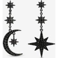 Mood Jet Crystal Moon & Star Statement Drop Earrings