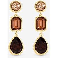 Mood Gold Plated And Red Tonal Stone Drop Earrings