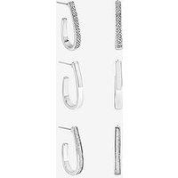 Mood Silver Plate Pave And Glitter Hoop 3 Pack