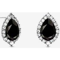 Mood Rhodium Plate With Jet Pear Stud Earring