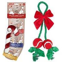 Rosewood Dog Christmas Dinner Dog Stocking/Holly Jolly Rope Toy