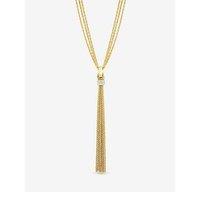 Mood Gold Plated And Pave Link Tassel Drop Necklace