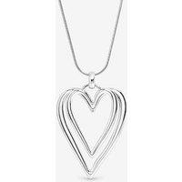 Mood Silver Plate Snake Chain Open Heart Pendant