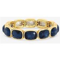 Mood Gold Plated And Blue Stretch Bracelet