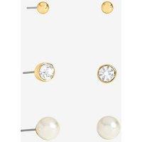 Mood Gold Plated Pearl And Crystal Stud Multipack