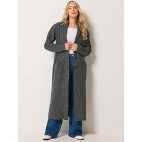 Long Tall Sally Tall Grey Button Knitted Coatigan - Grey