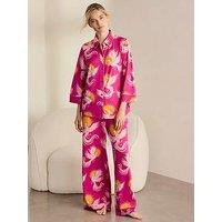 Chelsea Peers Solar Phoenix Print Button Up Long Pyjama Set - Pink
