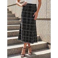 Roman Textured Knit Tweed Skirt