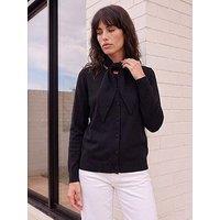 Roman Tie Neck Soft Knit Cardigan