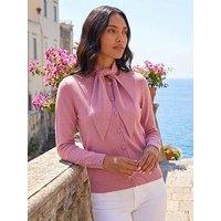 Roman Tie Neck Soft Knit Cardigan