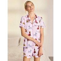 Chelsea Peers Fairytale Dogs Print Short Pyjama Set - Pink