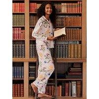 Chelsea Peers Organic Cotton Mythical Dragon Print Long Pyjama Set - Off White