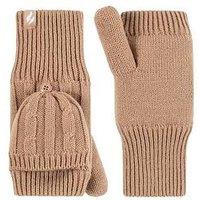 Heat Holders Cable Knit Converter Mittens - Beige