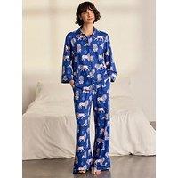 Chelsea Peers Moonlit Lion Print Long Pyjama Set - Blue