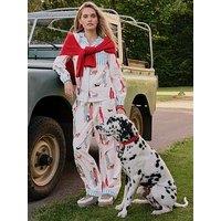 Chelsea Peers Organic Cotton Dog Walking Print Long Pyjama Set - White