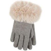 Heat Holders Faux Fur Gloves - Light Grey