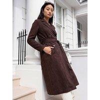 Roman Petite Faux Suede Trench Coat
