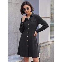 Roman Button Detail Shirt Mini Dress