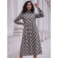 Roman Check Midi Shirt Dress