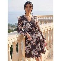 Roman Petite Floral Wrap Dress