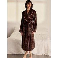Chelsea Peers Chelsea Peers Fleece Long Dressing Gown - Brown & Pink