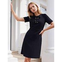 Roman Eyelet Front Fit & Flare Dress