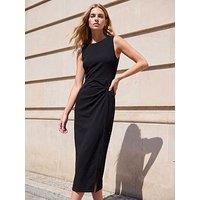 Roman Shirred Sleeveless Midi Dress
