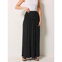 Long Tall Sally Ruched Waist Maxi Skirt - Black