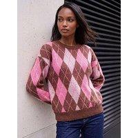 Roman Soft Knit Argyle Crew Jumper