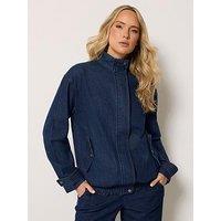 Long Tall Sally Funnel Neck Denim Bomber Jacket - Blue