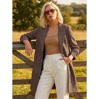 Roman Petite Button Check Coat