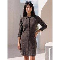 Roman Petite Button Collar Knit Dress