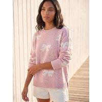 Roman Bow Contrast Stitch Knit Jumper