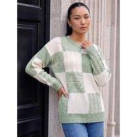 Roman Patchwork Cable Knit Jumper