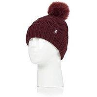 Heat Holders Zig Zag Turnover Cuff Pom Pom Hat - Wine