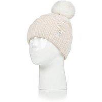 Heat Holders Zig Zag Turnover Cuff Pom Pom Hat - Cream